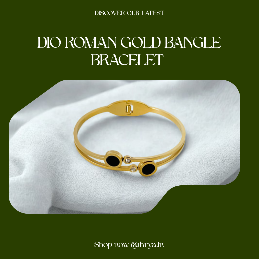 Dio Roman Gold Bangle Bracelet (Free Size)