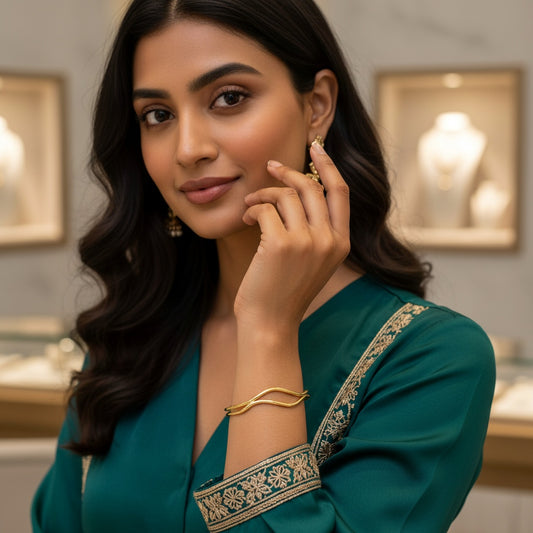 Layered Gold Bangle Bracelet(Free Size)