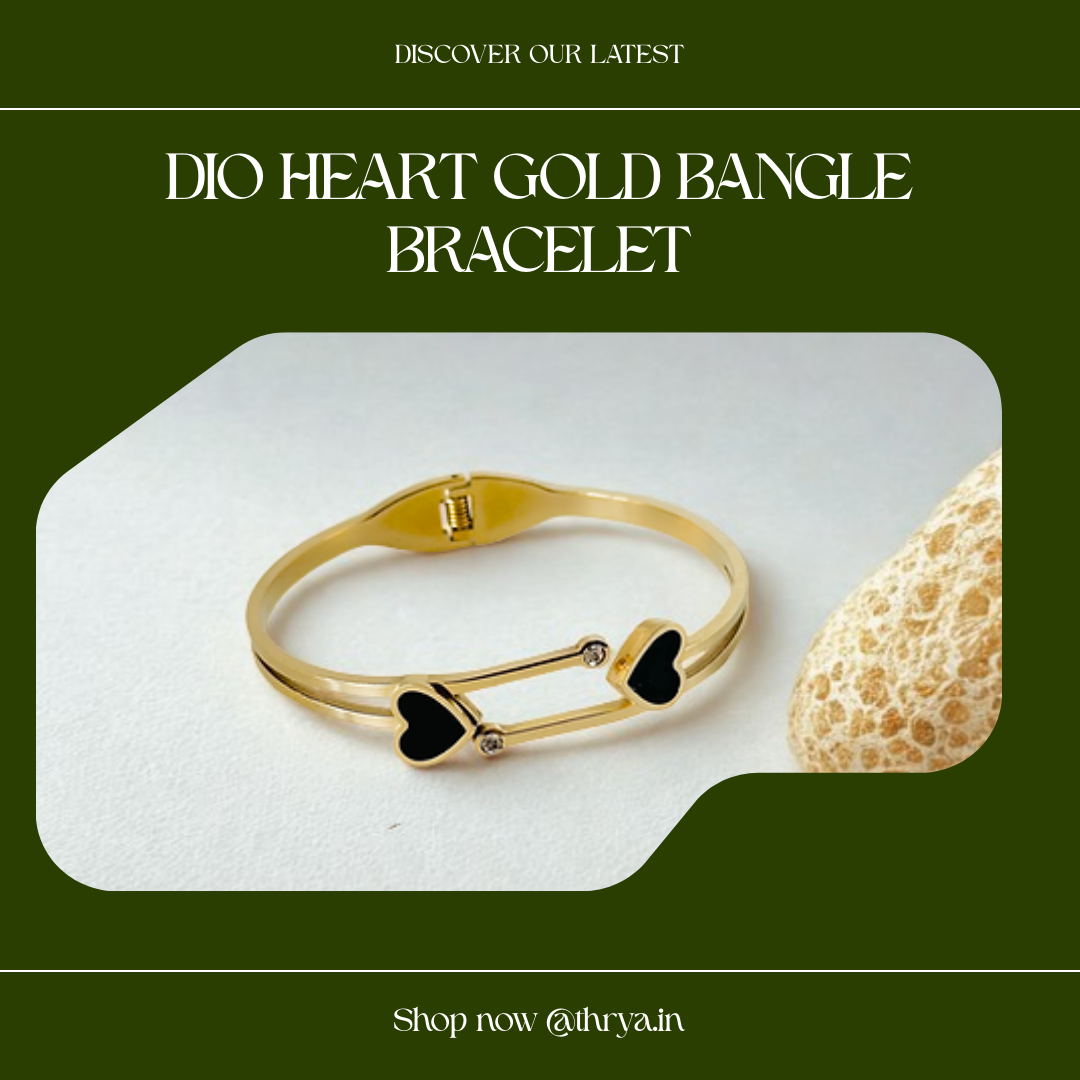 Dioheart Gold Bangle Bracelet (Free Size)