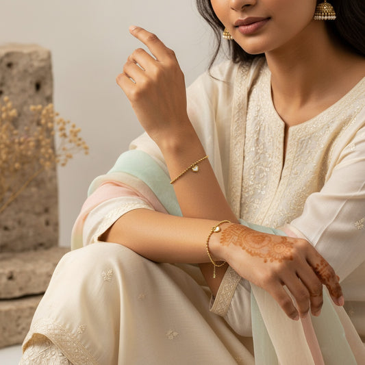 White Heart Gold Bracelet