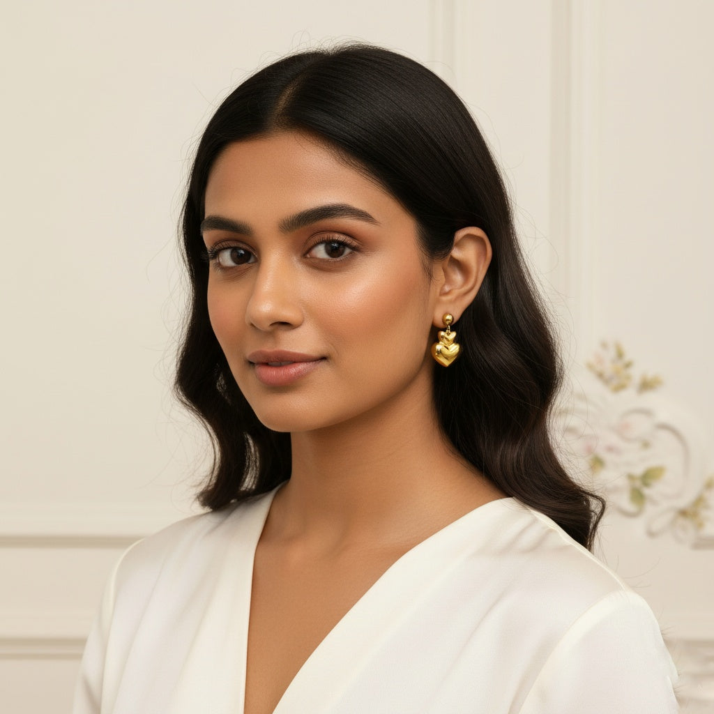 Heart Hang Gold Earrings