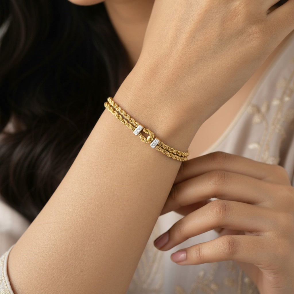 Twisted White Gold Bracelet