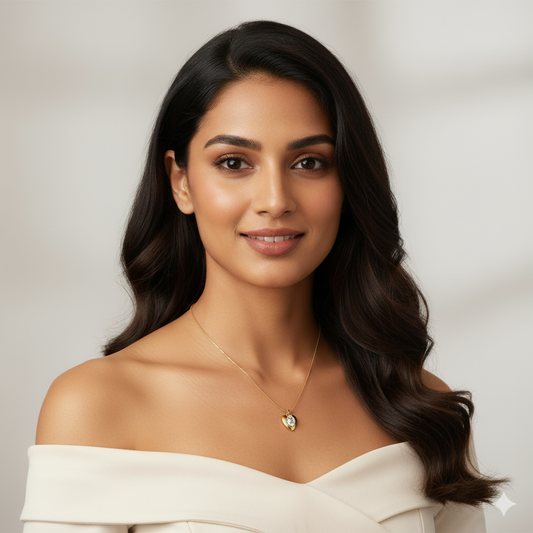 Heart White Stone Gold Necklace