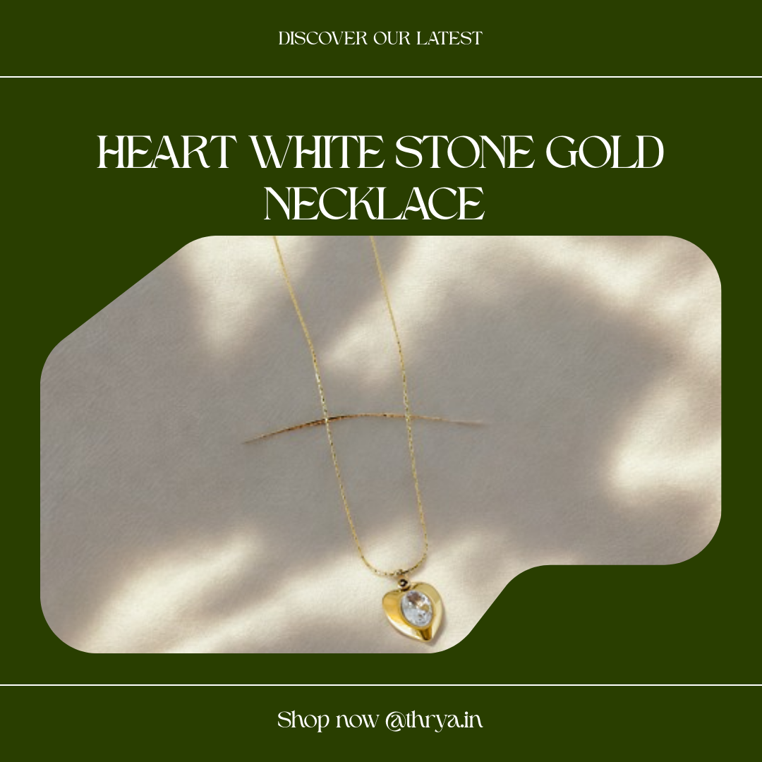 Heart White Stone Gold Necklace