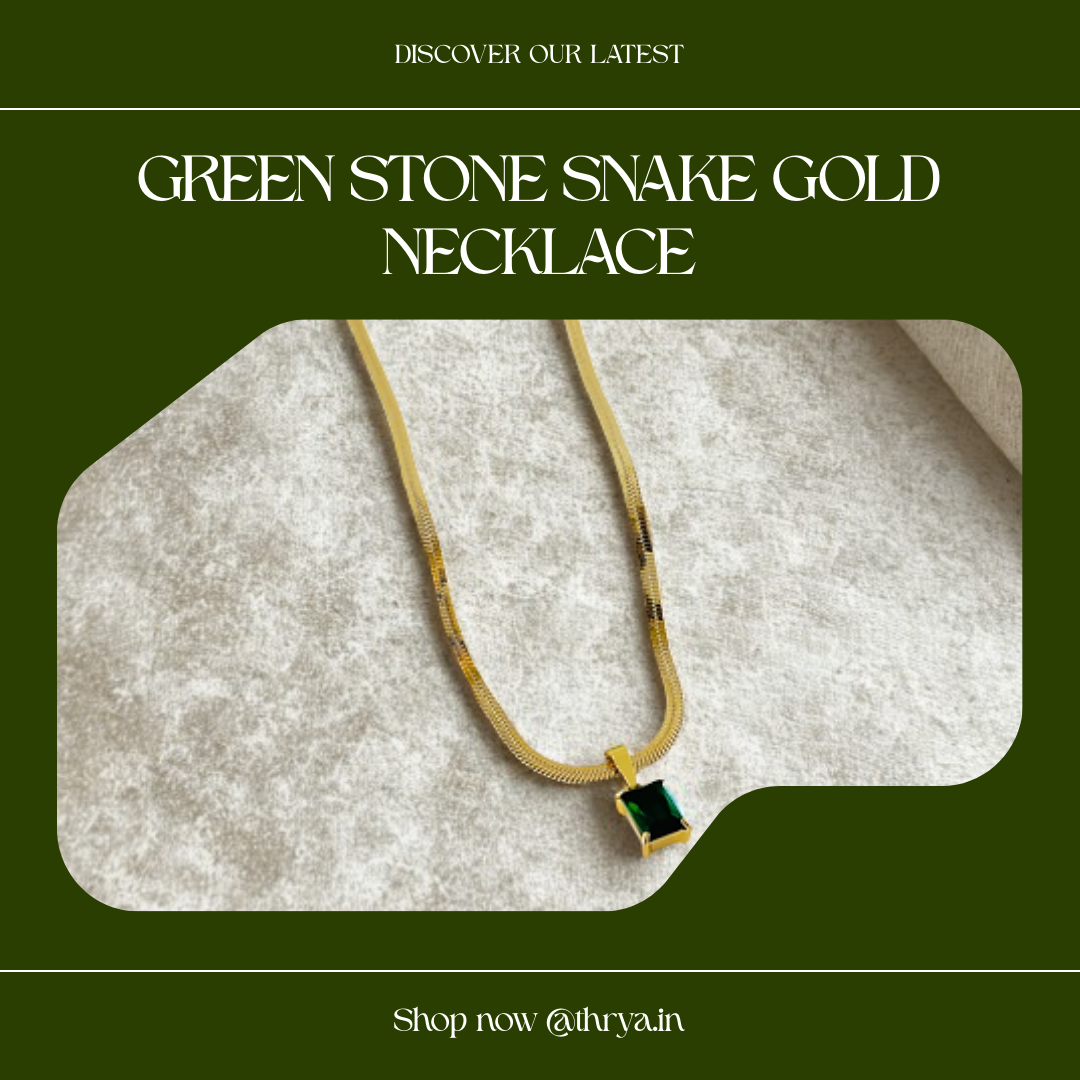 Green Stone Snake Gold Necklace